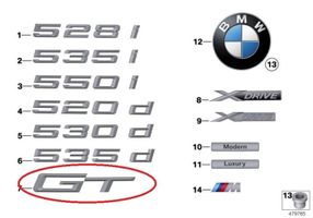 BMW 5 GT F07 Logo, emblème de fabricant 51147239730