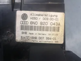 Audi TT Mk1 Gaisa kondicioniera / klimata kontroles / salona apsildes vadības bloks (salonā) 8N0820043