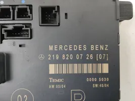 Mercedes-Benz CLS C219 Unité de commande module de porte 2198200726