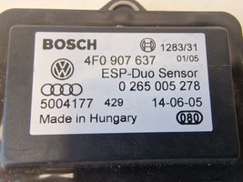 Audi A6 S6 C6 4F ESP (stabilumo sistemos) daviklis (išilginio pagreičio daviklis) 4F0907637