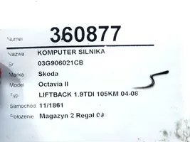 Skoda Octavia Mk2 (1Z) Unité de commande, module ECU de moteur 03G906021CB