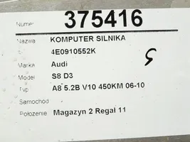 Audi A8 S8 D3 4E Unité de commande, module ECU de moteur 4E0910552K