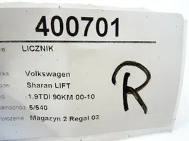 Volkswagen Sharan Compteur de vitesse tableau de bord 7M3920800F