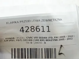 Honda Civic Klamka zewnętrzna drzwi przednich 