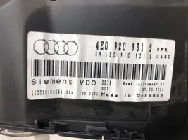 Audi A8 S8 D3 4E Tachimetro (quadro strumenti) 4E0920931S