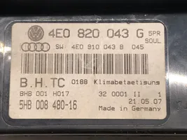 Audi A8 S8 D3 4E Sisätuulettimen ohjauskytkin 4E0820043G