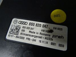 Audi TT TTS RS Mk3 8S Ilmastointi-lämmityslaitteen ohjausjärjestelmä 8S0820047