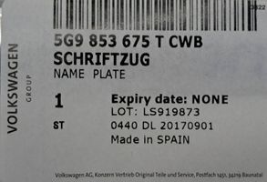 Volkswagen Golf VII Manufacturers badge/model letters 5G9853675T