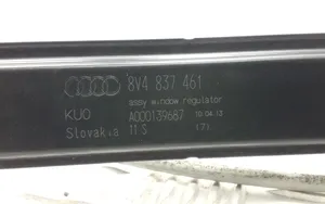 Audi A3 S3 8V Etuikkunan nostomekanismi ilman moottoria 8V4837461
