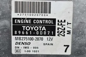 Toyota Yaris Verso Galios (ECU) modulis 89661-0D071