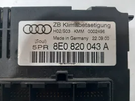 Audi A4 S4 B6 8E 8H Oro kondicionieriaus/ klimato/ pečiuko valdymo blokas (salone) 8E0820043A