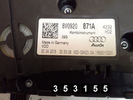 Audi A3 S3 A3 Sportback 8P Tachimetro (quadro strumenti) 8v0920871a