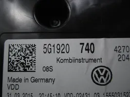 Volkswagen Golf VII Compteur de vitesse tableau de bord 5G1920740