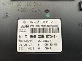 Mercedes-Benz S W221 Ilmastoinnin ohjainlaite A2218704192