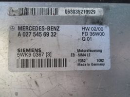 Mercedes-Benz CLK A208 C208 Kit calculateur ECU et verrouillage A0275456932