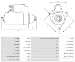 Volkswagen PASSAT B5 Motorino d’avviamento 0001125501