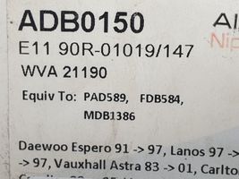 Daewoo Nexia Pastiglie del freno (posteriore) ADB0150
