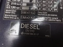 Mercedes-Benz E W211 Sportello del serbatoio del carburante A0005843117