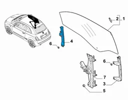 Fiat 500 Rail de pare-brise de porte avant 51785847