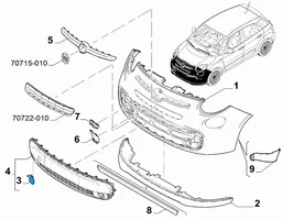 Fiat 500L Capuchon, crochet de remorquage avant 735522419