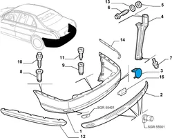 Lancia Thesis Rear bumper row hook cap/cover 156032055