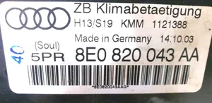 Audi A4 S4 B6 8E 8H Kondicionieriaus valdymo blokas 8E0820043AA