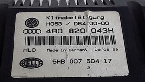 Audi A6 S6 C5 4B Ilmastointi-/lämmityslaitteen säätimen kehys 4B0820043H