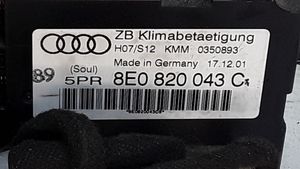 Audi A4 S4 B6 8E 8H Oro kondicionieriaus/ klimato/ pečiuko valdymo blokas (salone) 8E0820043C