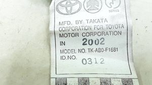 Toyota Corolla E120 E130 Ceinture de sécurité arrière TKAB0F1681