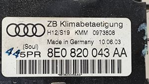 Audi A4 S4 B6 8E 8H Centralina del climatizzatore 8E0820043AA