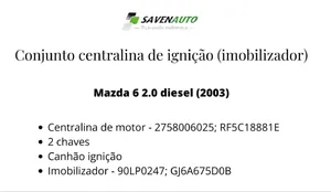 Mazda 6 Käynnistys/pysäytys-ohjausmoduuli 
