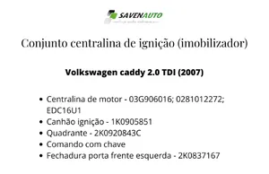 Volkswagen Caddy Módulo de control de arranque/parada 