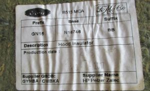 Ford Ecosport Engine bonnet/hood sound/heat insulation GN15N16746BB