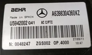 Mercedes-Benz Vito Viano W639 Sisälämmityksen ilmastoinnin korin kokoonpano A6398304360