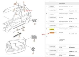 Skoda Fabia Mk1 (6Y) Moulure de porte arrière 6Y0853754