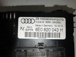 Audi A4 S4 B6 8E 8H Oro kondicionieriaus/ klimato/ pečiuko valdymo blokas (salone) 8E0820043H