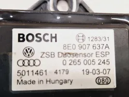 Audi A4 S4 B6 8E 8H ESP (stabilumo sistemos) daviklis (išilginio pagreičio daviklis) 8E0907637A
