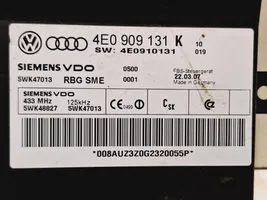 Audi A8 S8 D3 4E Moduł / Sterownik systemu uruchamiania bezkluczykowego 4E0909131K