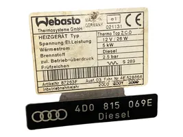 Audi A8 S8 D2 4D Webasto-lisäesilämmitin 4D0815069E