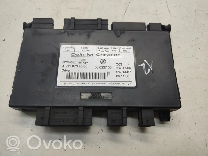 Mercedes-Benz ML W164 Module de commande de siège A2118704085