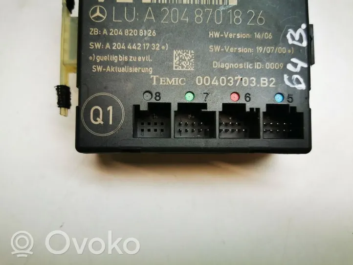 Mercedes-Benz C W204 Durų elektronikos valdymo blokas A2048701826