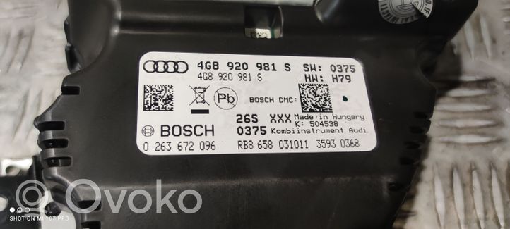 Audi A7 S7 4G Compteur de vitesse tableau de bord 4G8920981S