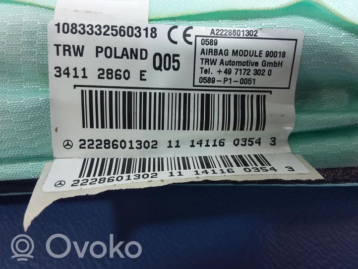 Mercedes-Benz S W222 Kurtyna airbag 2228601302