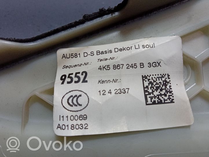 Audi A6 S6 C8 4K Muu kynnyksen/pilarin verhoiluelementti 4K5867245B