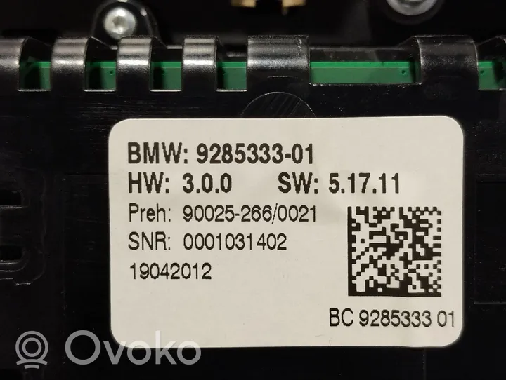 BMW 5 F10 F11 Interrupteur de climatisation (A / C) 9285333