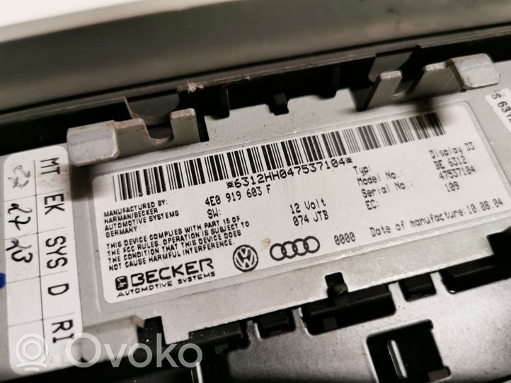 Audi A8 S8 D3 4E Monitor / wyświetlacz / ekran 4E0919603F