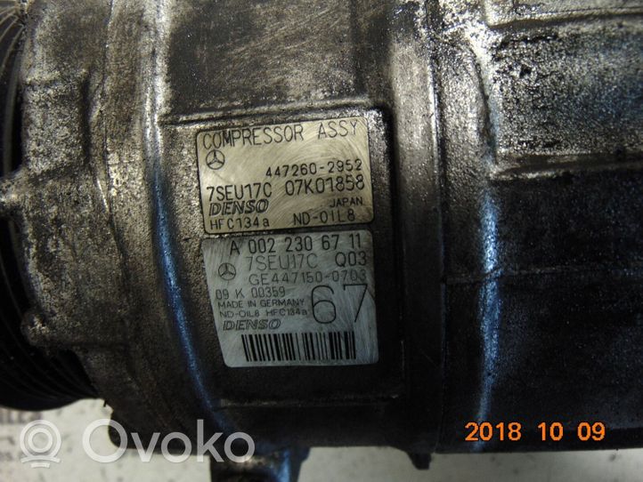 Mercedes-Benz S W221 Compressore aria condizionata (A/C) (pompa) A0022306711