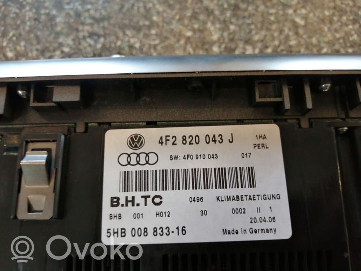 Audi A6 S6 C6 4F Oro kondicionieriaus/ klimato/ pečiuko valdymo blokas (salone) 4F2820043J