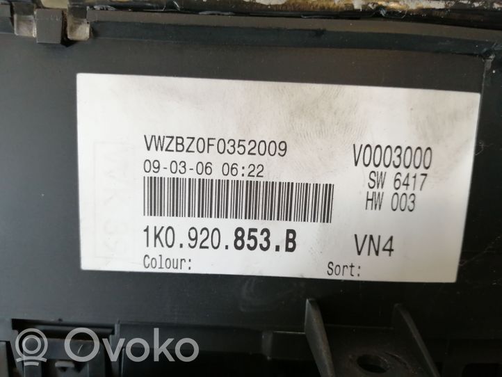 Volkswagen Golf V Spidometras (prietaisų skydelis) 1K0920853B