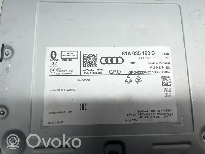 Audi A3 S3 8V CD/DVD-vaihdin 81A035183D